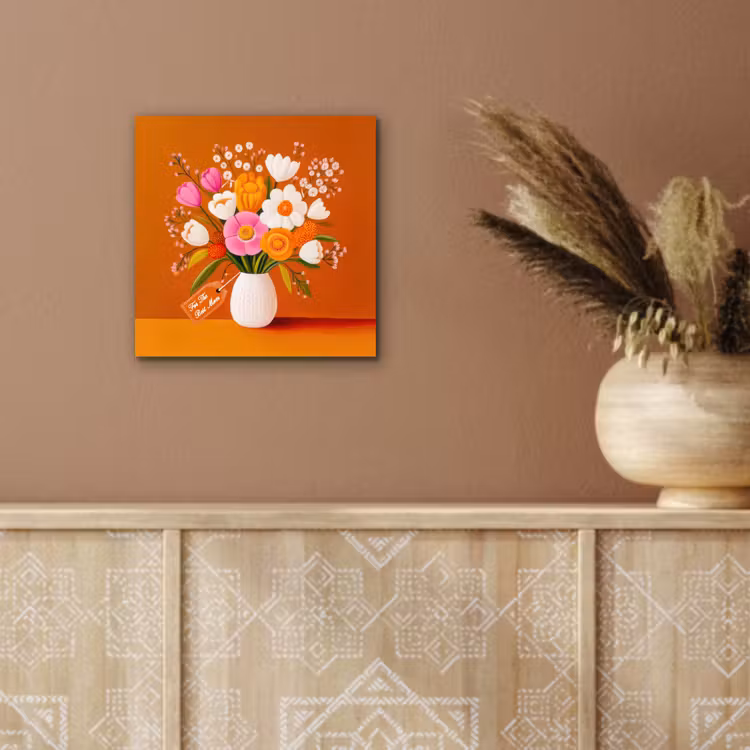 Aluminium schilderij - Vaas - Bloemen - Oranje — 5