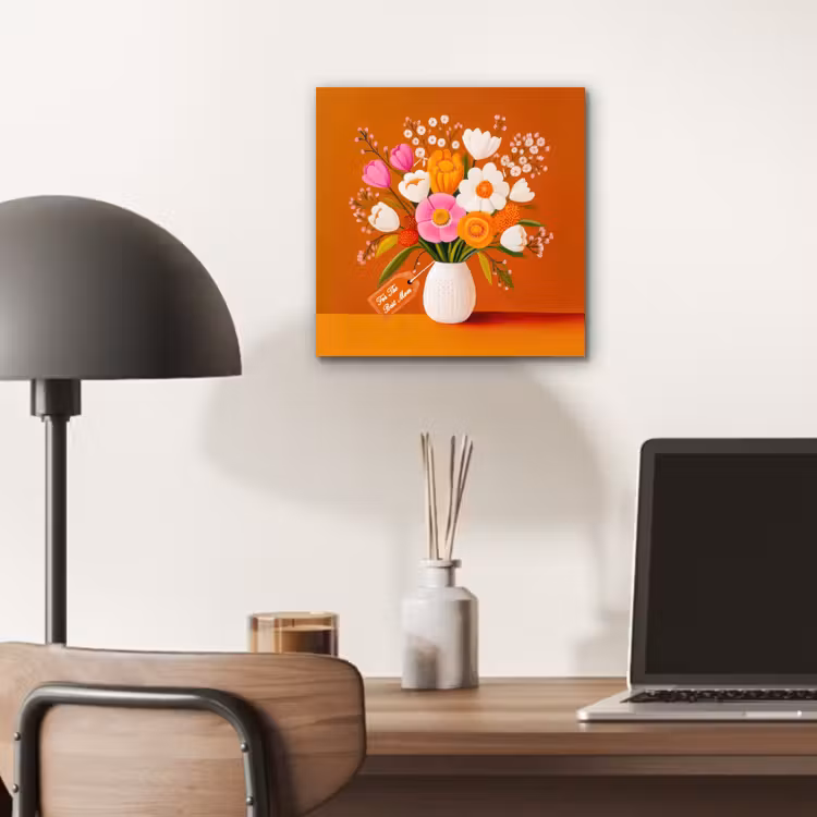 Aluminium schilderij - Vaas - Bloemen - Oranje — 6