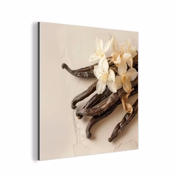 Aluminium schilderij - Vanille - Bloemen - Beige — 1