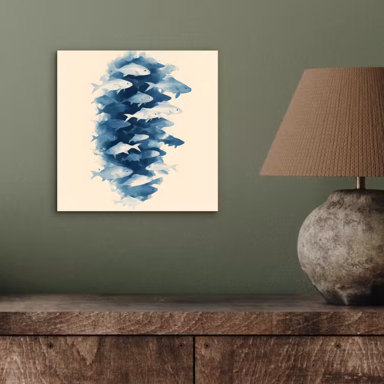 Aluminium schilderij - Vissen - Minimalistisch - Blauw — 3