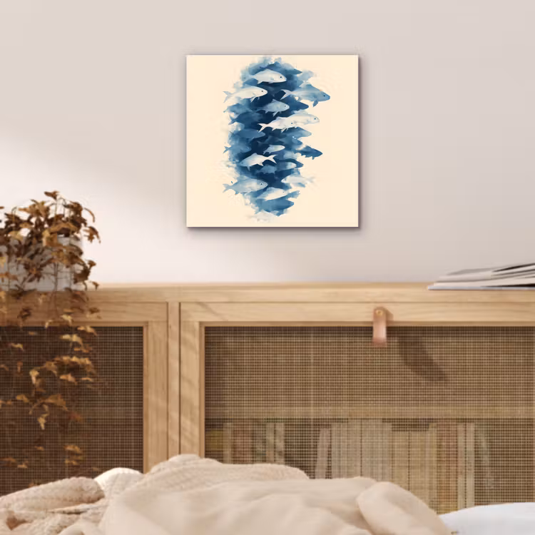 Aluminium schilderij - Vissen - Minimalistisch - Blauw — 4