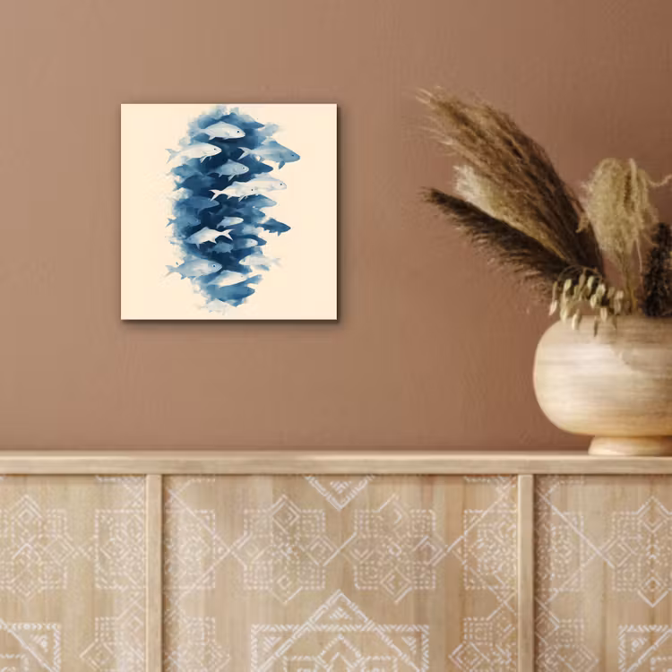 Aluminium schilderij - Vissen - Minimalistisch - Blauw — 5