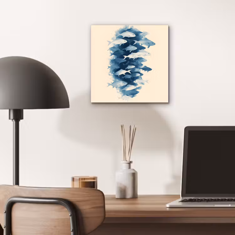 Aluminium schilderij - Vissen - Minimalistisch - Blauw — 6