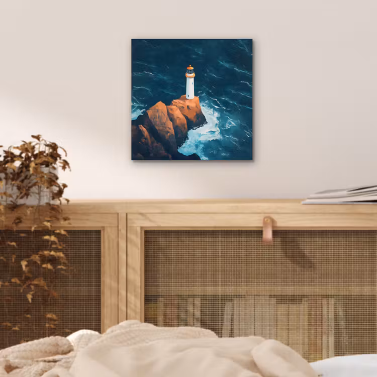 Aluminium schilderij - Vuurtoren - Rots - Zee - Golven — 4
