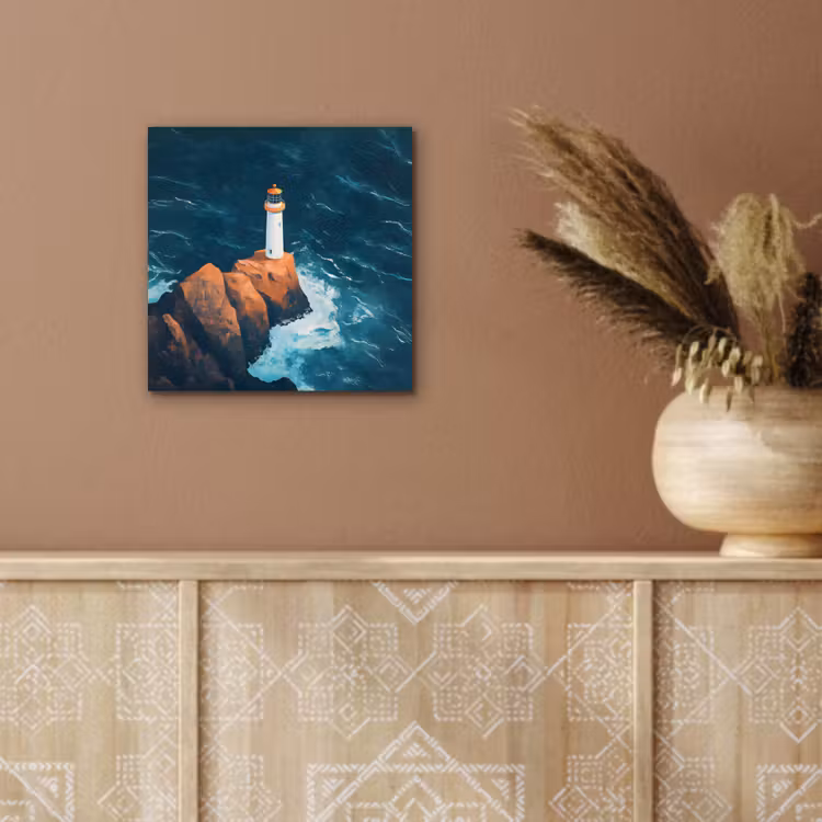 Aluminium schilderij - Vuurtoren - Rots - Zee - Golven — 5