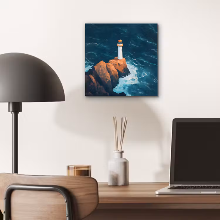 Aluminium schilderij - Vuurtoren - Rots - Zee - Golven — 6