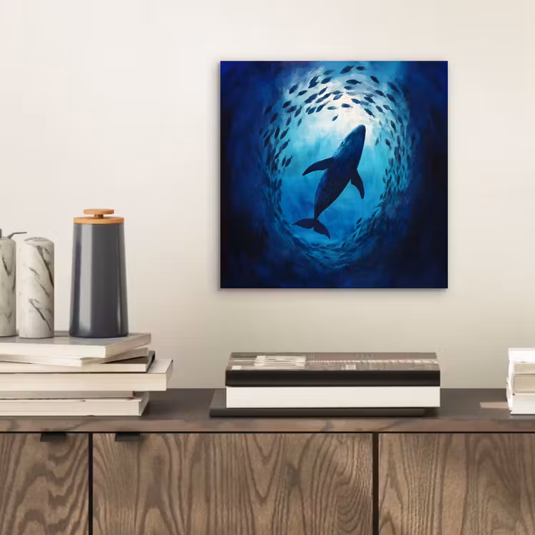 Aluminium schilderij - Walvis - Vissen - Donkerblauw — 2