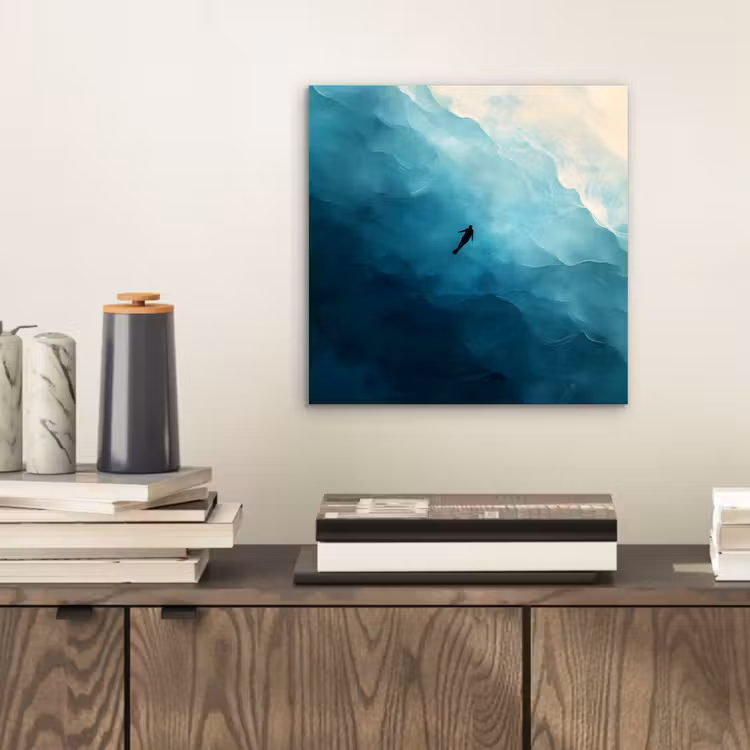 Aluminium schilderij - Zee - Silhouet - Abstract - Blauw — 2