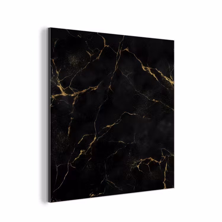 Aluminium schilderij - Zwart marmer - Gouden aders - Klassiek — 1