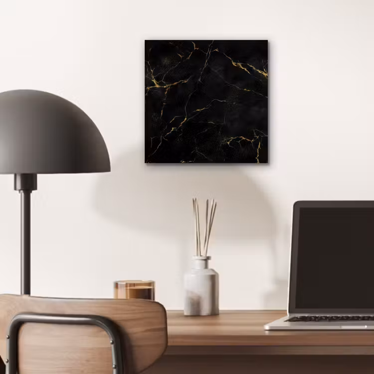 Aluminium schilderij - Zwart marmer - Gouden aders - Klassiek — 6