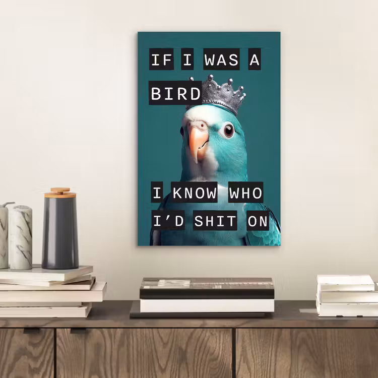 Aluminium schilderij - Parkiet - Turquoise - Quotes - Decoratie — 2
