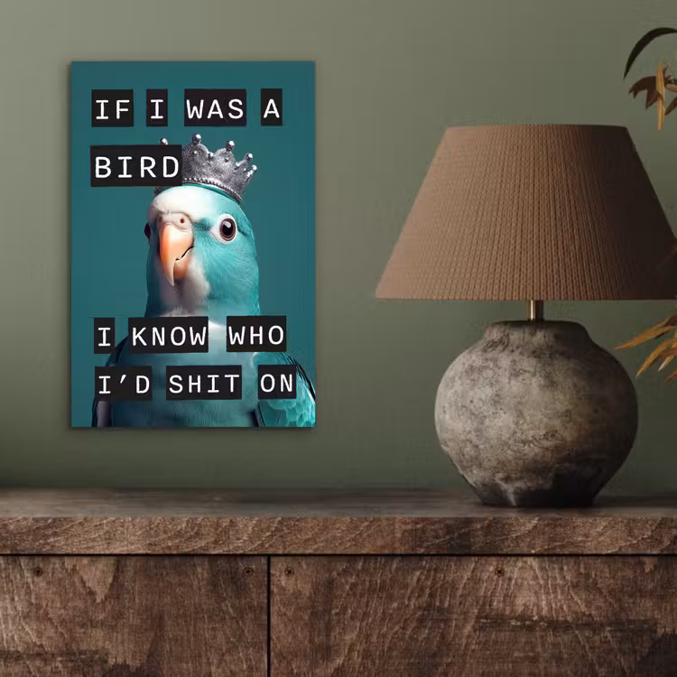 Aluminium schilderij - Parkiet - Turquoise - Quotes - Decoratie — 3