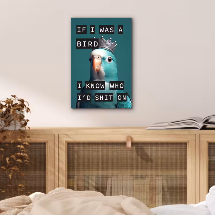 Aluminium schilderij - Parkiet - Turquoise - Quotes - Decoratie — 4
