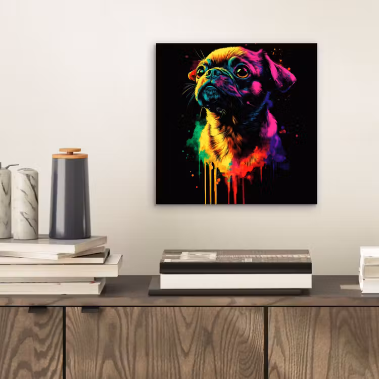 Aluminium schilderij - Puck - Hond - Verf - Kleuren — 2