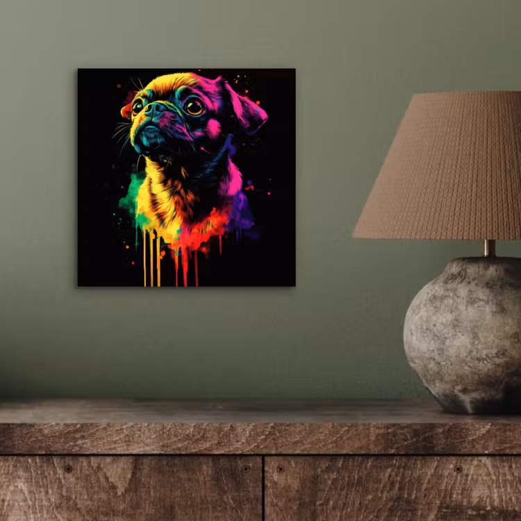 Aluminium schilderij - Puck - Hond - Verf - Kleuren — 3
