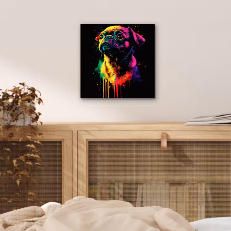 Aluminium schilderij - Puck - Hond - Verf - Kleuren — 4