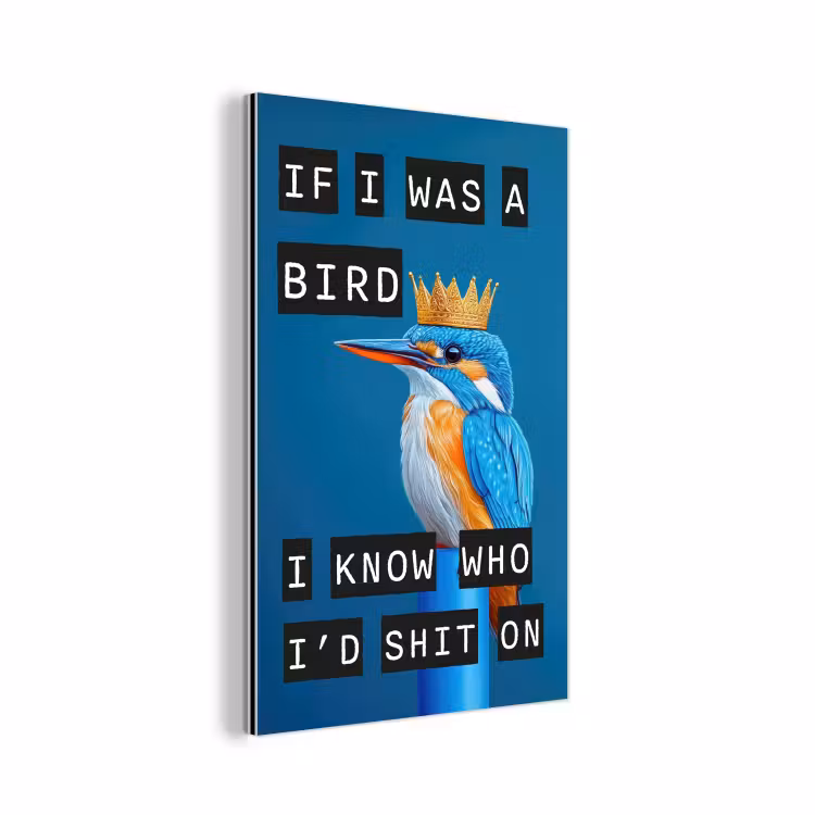 Aluminium schilderij - Vogel - Decoratie - Ijsvogel - Blauw — 1