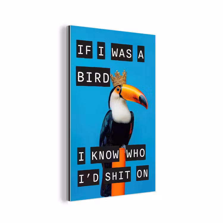 Aluminium schilderij - Vogel - Toekan - Blauw - Quotes — 1
