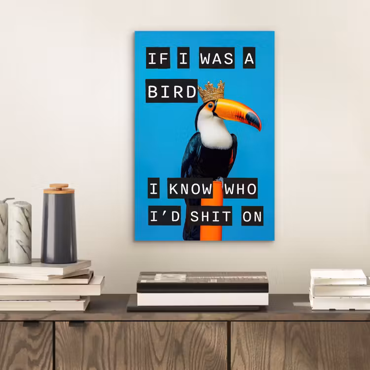 Aluminium schilderij - Vogel - Toekan - Blauw - Quotes — 2