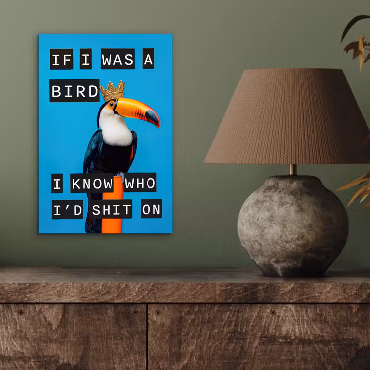 Aluminium schilderij - Vogel - Toekan - Blauw - Quotes — 3
