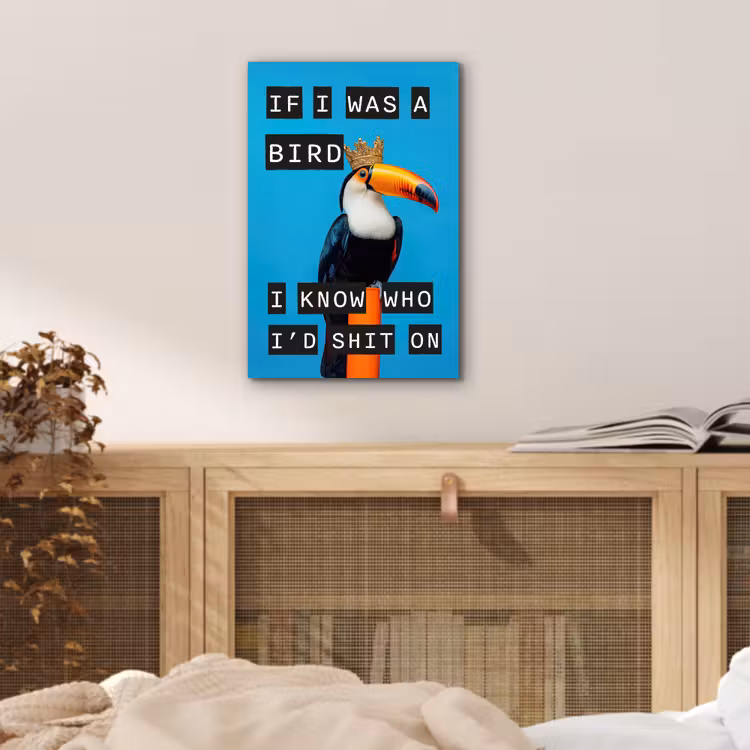Aluminium schilderij - Vogel - Toekan - Blauw - Quotes — 4