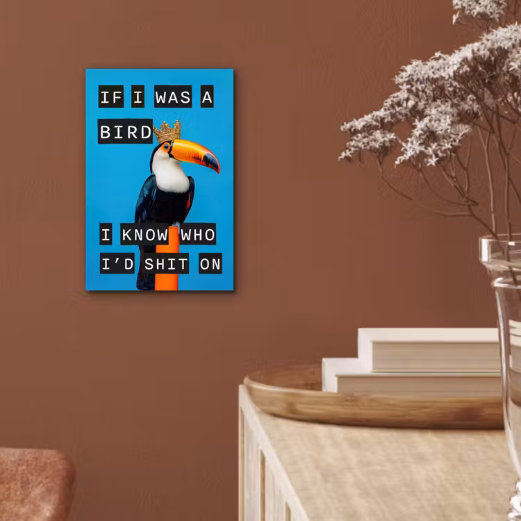 Aluminium schilderij - Vogel - Toekan - Blauw - Quotes — 5
