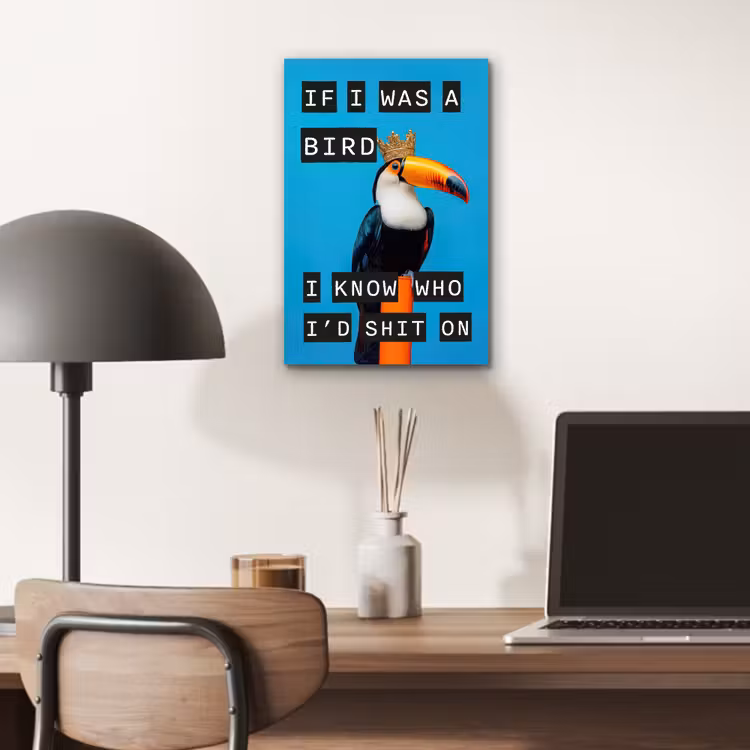 Aluminium schilderij - Vogel - Toekan - Blauw - Quotes — 6