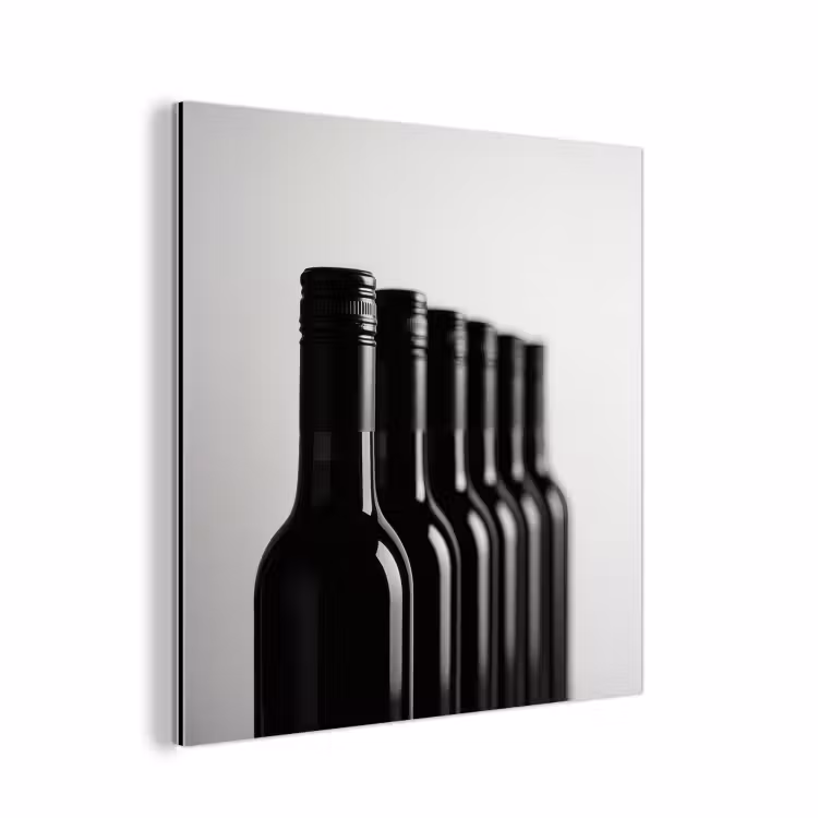 Aluminium schilderij - Wijnflessen - Zwart - Minimalistisch — 1