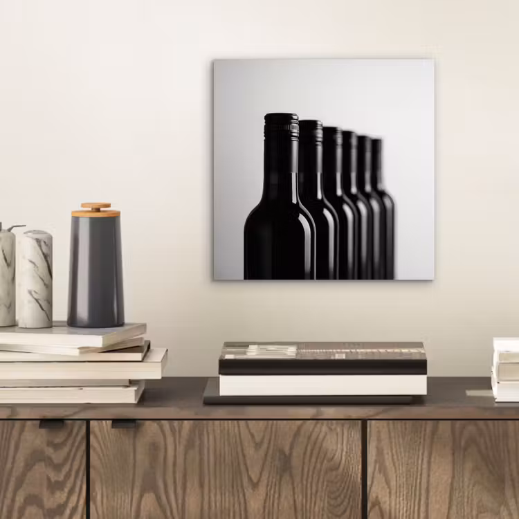 Aluminium schilderij - Wijnflessen - Zwart - Minimalistisch — 2