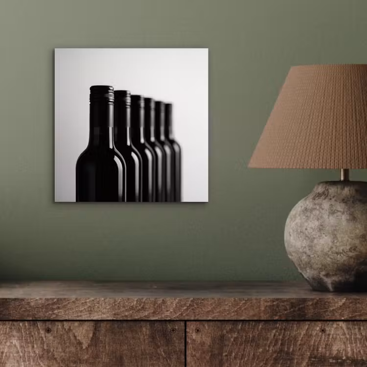 Aluminium schilderij - Wijnflessen - Zwart - Minimalistisch — 3