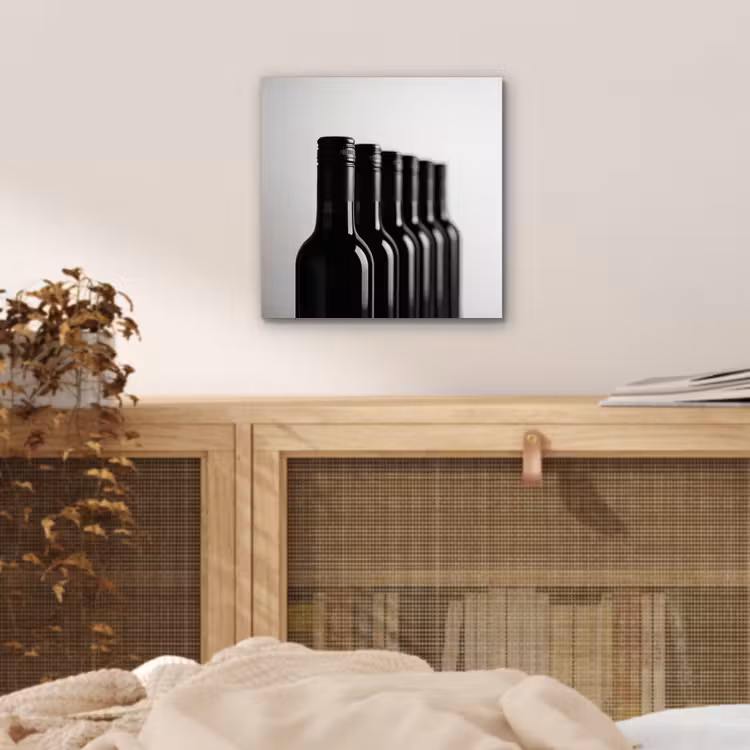 Aluminium schilderij - Wijnflessen - Zwart - Minimalistisch — 4