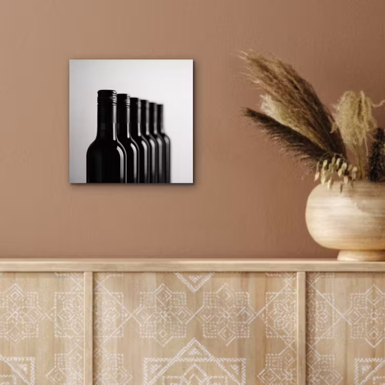 Aluminium schilderij - Wijnflessen - Zwart - Minimalistisch — 5