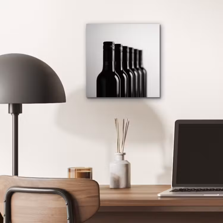 Aluminium schilderij - Wijnflessen - Zwart - Minimalistisch — 6