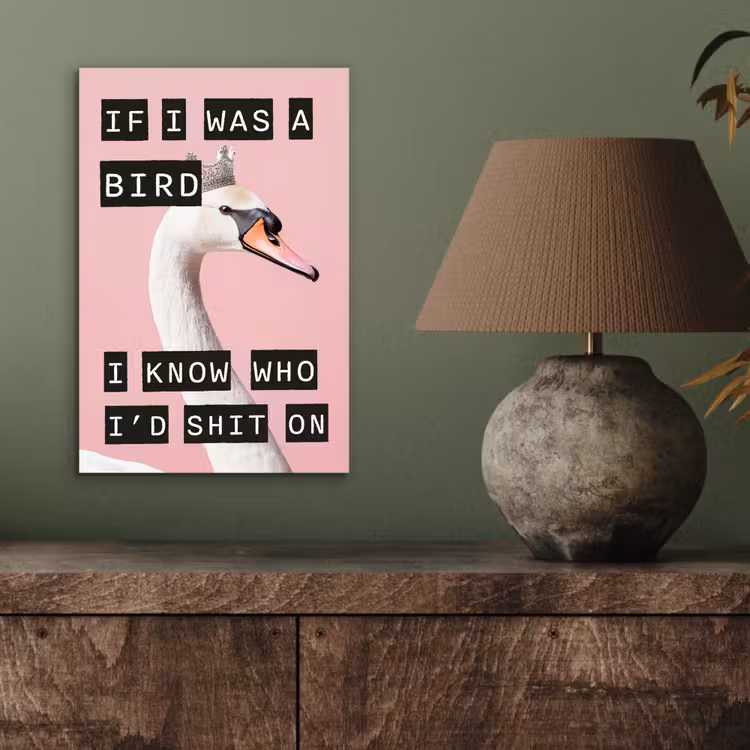Aluminium schilderij - Zwaan - Vogel - Decoratie - Roze — 3