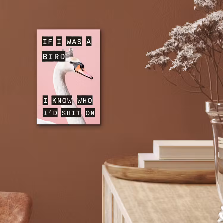 Aluminium schilderij - Zwaan - Vogel - Decoratie - Roze — 5