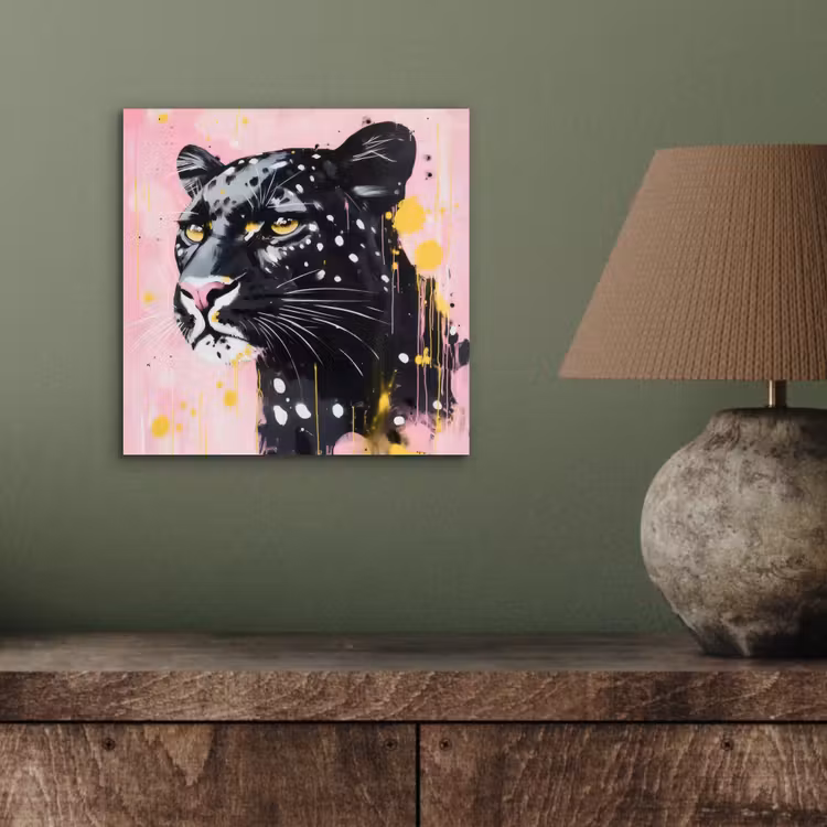 Aluminium schilderij - Zwart - Panter - Roze - Abstract — 3