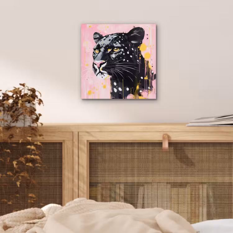Aluminium schilderij - Zwart - Panter - Roze - Abstract — 4