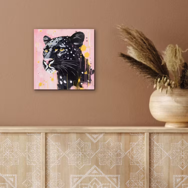 Aluminium schilderij - Zwart - Panter - Roze - Abstract — 5
