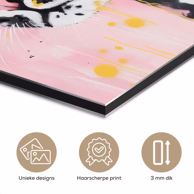 Aluminium schilderij - Zwart - Panter - Roze - Abstract — 7