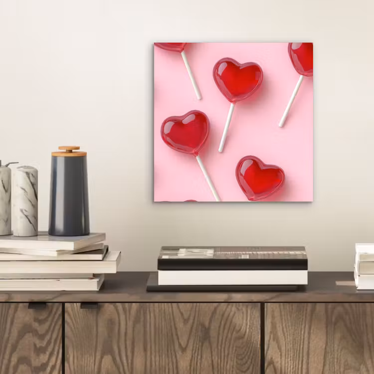 Aluminium schilderij - Lollies - Hartjes - Roze — 2