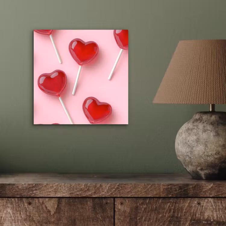 Aluminium schilderij - Lollies - Hartjes - Roze — 3