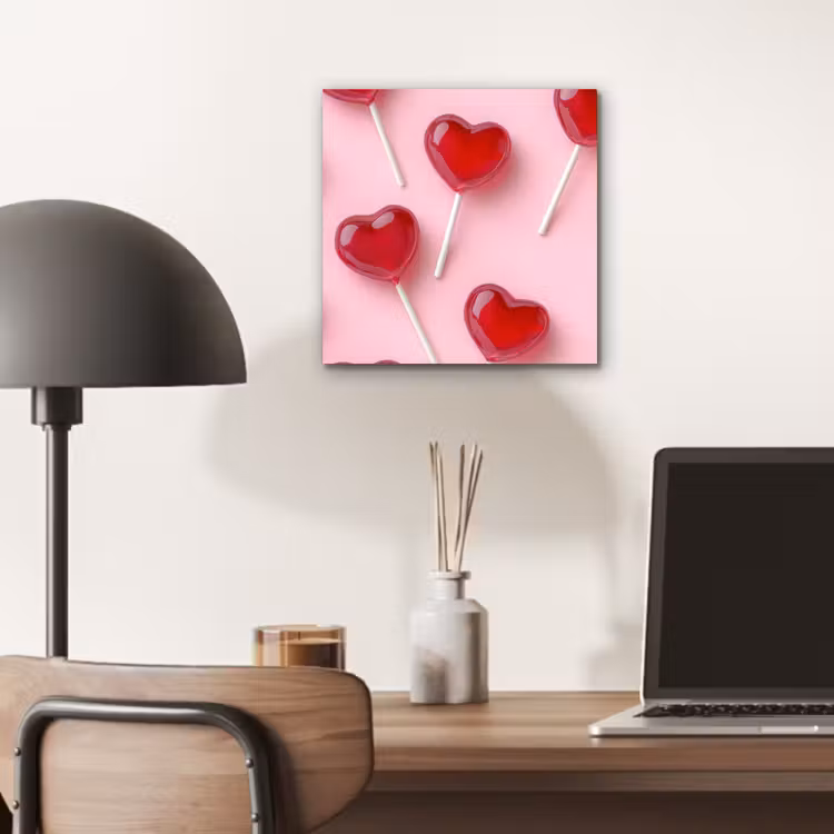 Aluminium schilderij - Lollies - Hartjes - Roze — 6
