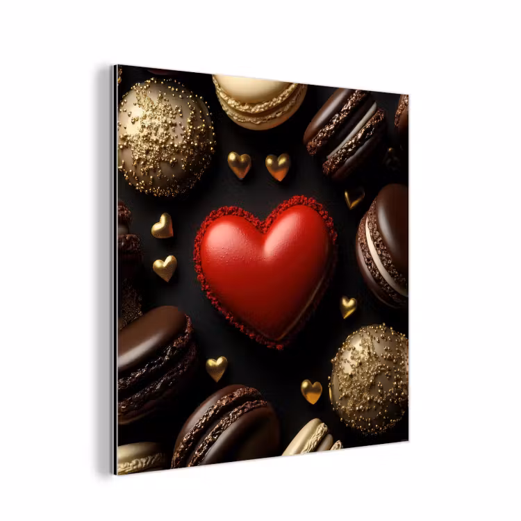 Aluminium schilderij - Macarons - Rood - Hart — 1