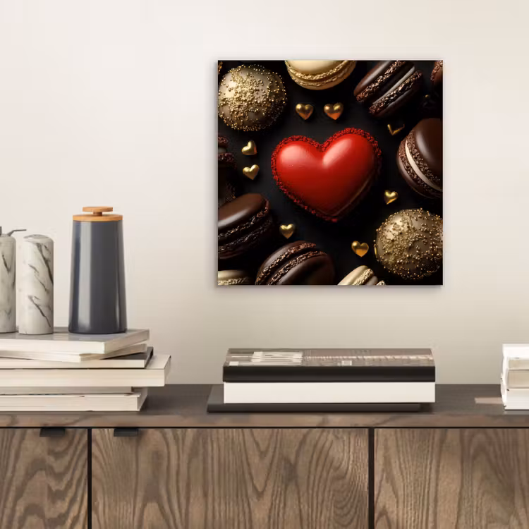 Aluminium schilderij - Macarons - Rood - Hart — 2