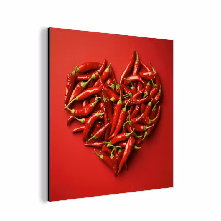 Aluminium schilderij - Pepers - Rood - Hart — 1