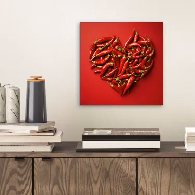 Aluminium schilderij - Pepers - Rood - Hart — 2