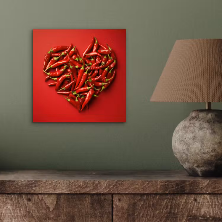 Aluminium schilderij - Pepers - Rood - Hart — 3