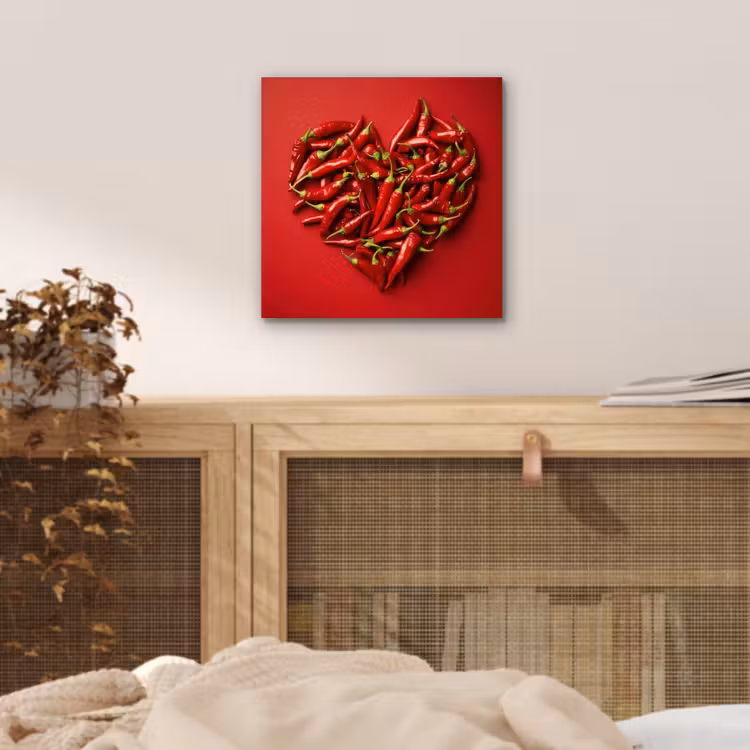Aluminium schilderij - Pepers - Rood - Hart — 4