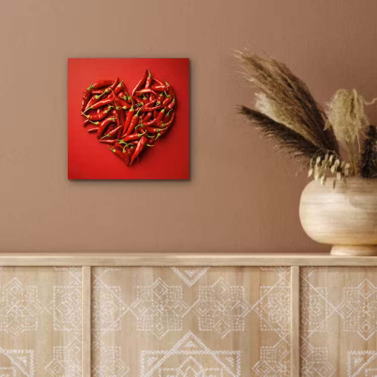 Aluminium schilderij - Pepers - Rood - Hart — 5