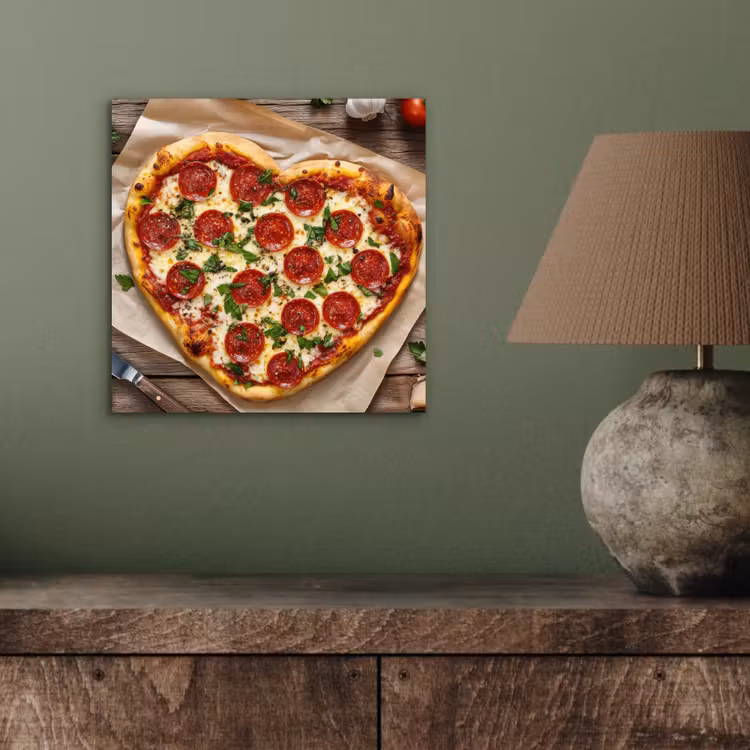 Aluminium schilderij - Pizza - Hart - Pepperoni - Tomaat — 3